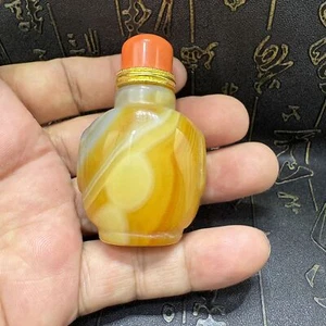 100% natural, Brazilian, agate, pure hand carved, agate snuff bottle - Picture 1 of 7
