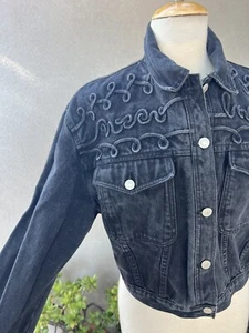 Vtg Jacket  Jordache Jeanswear black trucker Denim  sz Large - Picture 1 of 10
