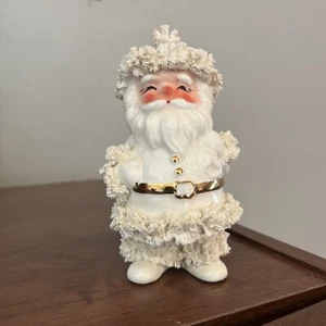 Napco S267 Arctic White Santa 6" Spaghetti Planter VTG MCM 50s Gold Accent Craze - Picture 1 of 8