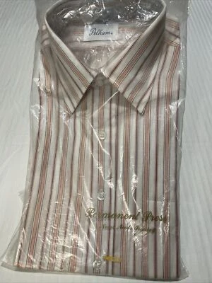 Camisa de vestir de colección para hombre cuello cónico años 60 70 mediados de siglo mod rayas 15,5 32/33 Foto 1 de 4
