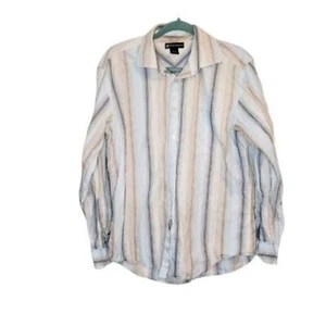 BachRach Mens Sz M Multicolor  Striped Long Sleeve Button Down Dress Shirt - Picture 1 of 8