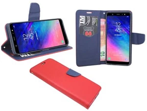 Schutzhülle Schutztasche Buchtasche für Samsung Galaxy A6 (A600F) // Rot-Blau - Picture 1 of 8