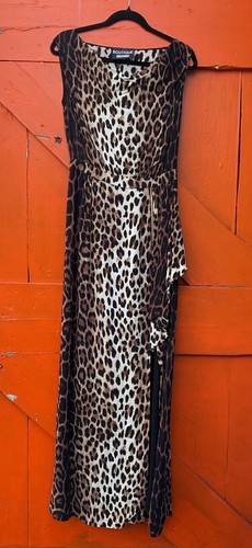 Maxi abito Moschino Boutique stampa leopardata cambio zip taglia S UK 10