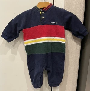 VTG 90s Nautica Color Block Long Sleeve One Piece Baby Size 12-18 Months - Picture 1 of 4