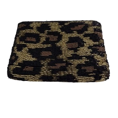 Vintage Clutch Wallet Wristlet Neiman Marcus Beaded Leopard Print Beaded  - Image 1 of 4