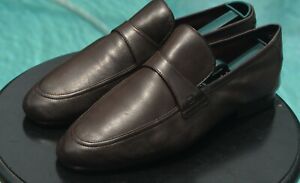  GUCCI Men's  GG LOGO Brown  soft Leather drivers  shoes loafers Italy Sze 9.5.D