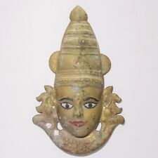 Antique Hindu God Vishnu Mask Face Temple Statue Wall Home Decor Brass Sculpture