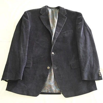 Lauren Ralph Lauren 46R Navy Blue Wide Wale Corduroy Mens Sport Coat Suit Jacket - Image 1 of 4