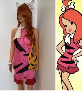 Halloween Costume Pebbles Flintstone Cosplay XS Sexy Unique Outfit Pink Dress - Picture 1 of 10