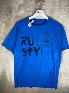 RUSTY Casual T-Shirts Top Size M Mens Blue Logo Short Sleeve - Picture 1 of 10