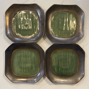 Mystic Passage Home Collection Square Plates Set of 4 Green Jade Stoneware - Picture 1 of 10