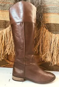 MIA Brown Genuine Leather Sz 9 Knee High Riding Biker Moto Boots - Picture 1 of 9