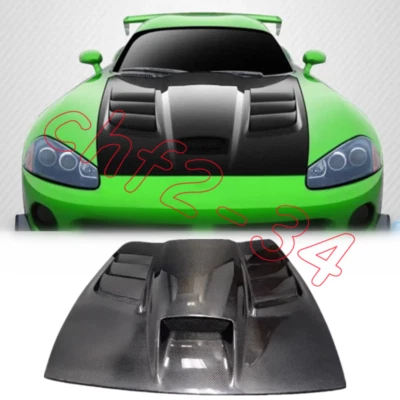 For Dodge Viper Real Carbon Fiber Front Hood Vented Bonnet Cover 2003-2010 - Image 1 of 4