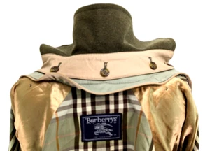 BURBERRY Women’s 2P Belted TRENCH COAT - Green w/ Wool Inner Liner, Collar EUC * - Picture 1 of 12