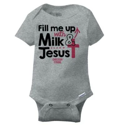 Milk and Jesus Cute Christian Religious Gift Baby Girls Infant Romper Newborn - Image 1 of 4
