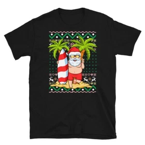 New Popular Christmas Hawaii santa Tropical Black Unisex T-shirt All size F396 - Picture 1 of 3