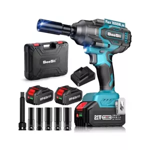 SeeSii 1000Nm Cordless Impact Wrench 1/2" Brushless Impact Gun High Torque 2*4.0 - Picture 1 of 15