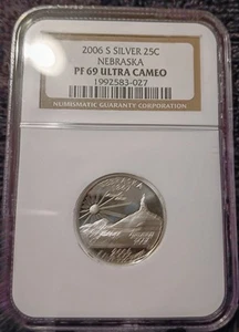 2006-S NEBRASKA Silver Quarter NGC PF69 Ultra Cameo - Picture 1 of 2