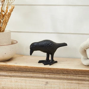 Black Metal Crow 3.5x6.25x3 Primitive Farmhouse Rustic Country Sitter VHC Brands - Picture 1 of 6