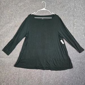 DAILY RITUAL Olive Green Scoop Neck Shirt Womens Size XXL Casual Basic Soft NWT - Picture 1 of 7
