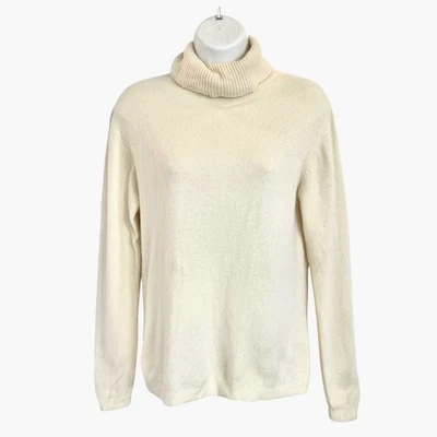 Vintage Saks Fifth Avenue 100% Cashmere Ivory Cream Turtleneck Sweater Wms MED - Image 1 of 4