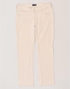 ARMANI Womens Vintage Straight Casual Trousers W34 Large Off White Cotton AS02 - Picture 1 of 4