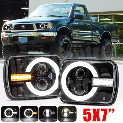 For Nissan Pickup Hardbody D21 2PCS 7x6" LED Headlights H4 DRL Hi/Lo Turn DOT - image 1 of 4