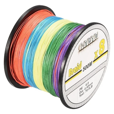 8 Strands PE Braided Fishing Line Abrasion Resistant 547Yard 70LB Colored - Image 1 of 4