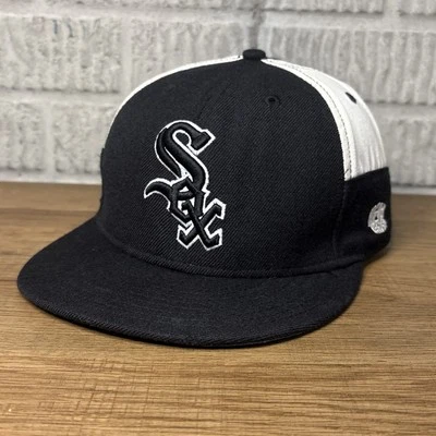 New Era White Sox Hat Retro Black & White Fitted 7 1/4  MLB Cap 59 Fifty *read* - Image 1 of 4