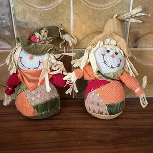 Coppia Spaventapasseri Decorazione Autunno e Halloween Ornamenti in piedi Set di 2 - Foto 1 di 6
