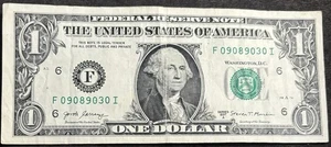 2017 A Atlanta $1 Bill Altering 0’s Sept. 30th 1989 Birthday/Ann. Repeat 90 90 - Picture 1 of 2