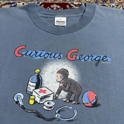 Camiseta promocional vintage 1998 Curious George Doctor George dibujos animados espectáculos infantiles cómics años 90 Foto 1 de 4