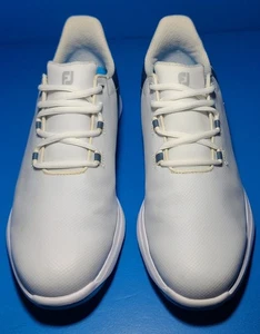 FootJoy Fuel Men's Spikeless Golf Shoes FJ White Blue WaterProof Size 9.5 US - Picture 1 of 12
