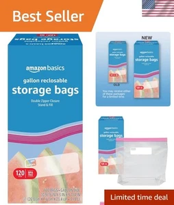 Reusable 1-Gallon Food Storage Bags - Set of 120 with Double Zipper Closure - Picture 1 of 7