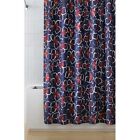 DVF DANCING GARLANDS FABRIC SHOWER CURTAIN - ROYAL BLUE/RED