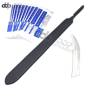 Lot Of 10 Pieces Sterile Surgical Blades #12 With Black Scalpel Handle #3 - Picture 1 of 3