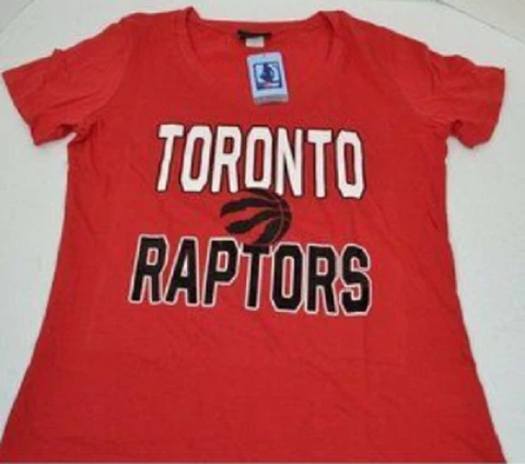 NBA Toronto Raptors Women's 100% Cotton Short Sleeve V-Neck T-Shirt Red Sz L NWT Cover