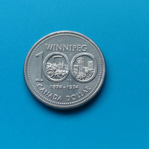 Kanada: 1 Dollar "100 J. Stadt Winnipeg" 1974 (Nickel - umlauferh.)!!