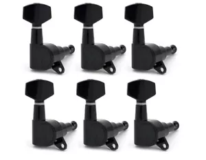 Black Fender Logo Tuning Pegs / Machine Heads for Stratocaster / Telecaster - Picture 1 of 2