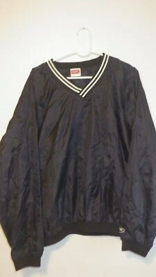 Camisa Pullover Rawlings Negra Manga Larga Nylon Impermeable Cuello en V Grande Béisbol Foto 1 de 4