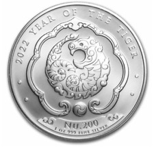 2022 Bhutan Lunar Tiger 1 oz .999 silver coin in capsule