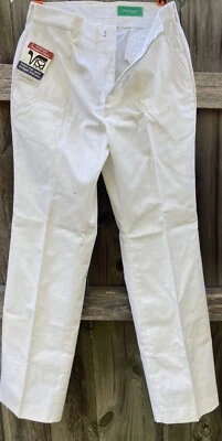 Dead Stock 男式复古高尔夫裤白色球场 32 Visa Milliken 休闲裤 — 第 1/4 张图片