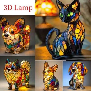 3D Animal Table Lamp Series Stained Stained Night Light Retro Desk Lamps USB - Picture 1 of 23