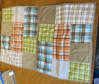 2 fundas Circo Patchwork a cuadros aguamarina naranja verde tamaño estándar casa de campo Foto 1 de 4