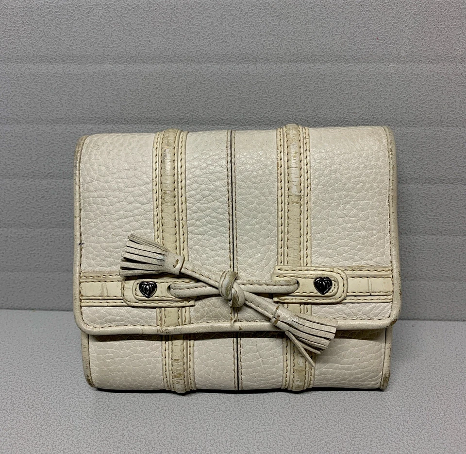 Cartera de cuero vintage Brighton beige doble pliegue  Foto 1 de 4