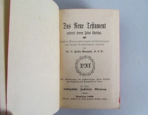 Antique Pocket Bible German The New Testament Dr Beda Grundl Augsburg HC 1900 - Picture 1 of 12