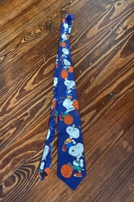 Vintage Snoopy Basketball Dress Tie Peanuts 100% Silk Manhattan Menswear Group - Image 1 of 4
