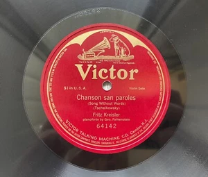 Fritz Kreisler 1918 Violin Solo Tschaikowsky’s “Song Without Words” 78 Record E - Picture 1 of 3