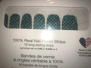 Color Street Mermaid Brigade 100% Nail Polish Strips Blue Glitter with Scales