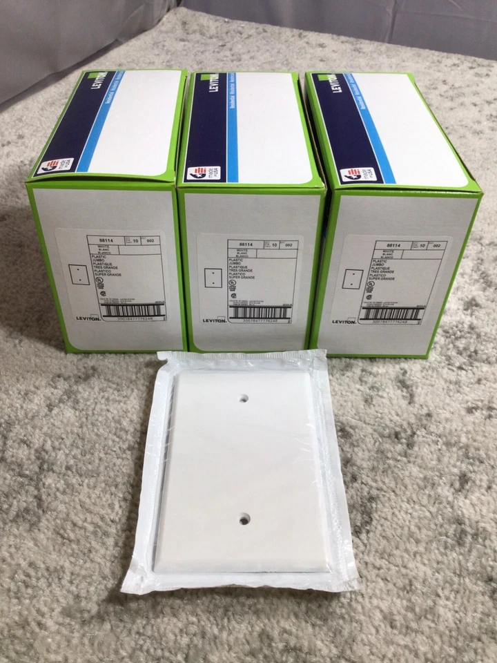 Placa de pared blanca en blanco Leviton de 1 velocidad, Jumbo/de gran tamaño, termoplástico cantidad 100 Foto 1 de 4